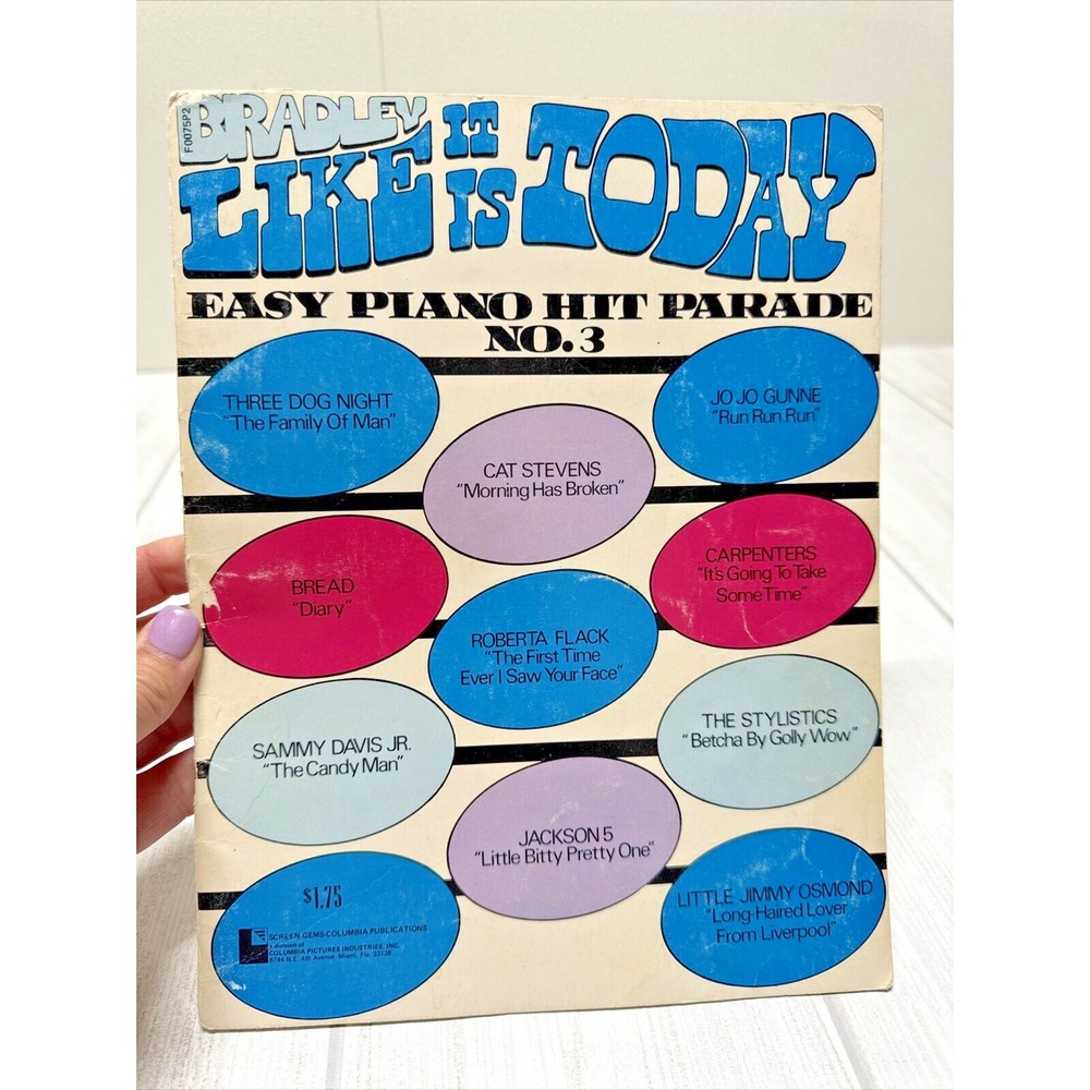 Vtg Sheet Music Bradley Like It Is Today Easy Piano Hit Parade No. 3 10 songs